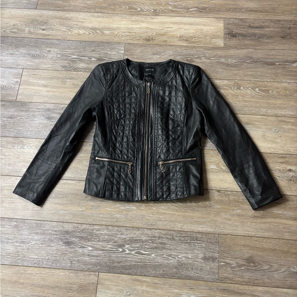 Birryshop Leather Jacket Sz 170/92A Black Moto Sheepskin Biker Luxury Chic Rock